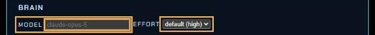 The Model box and the Effort drop-down menu.